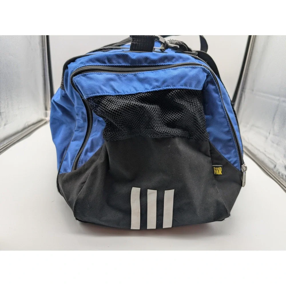Adidas Fresh Pak Duffel Bag Blue Black Sports Gym Travel Luggage Medium